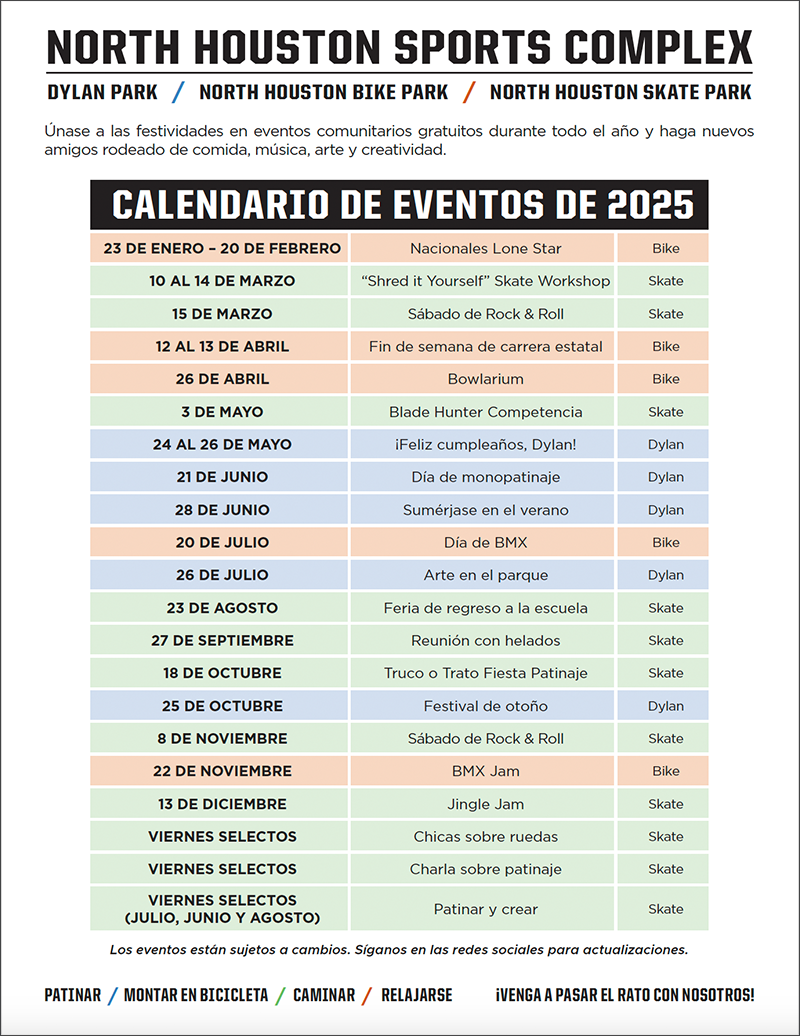 Calendar of Events 2025 Spanish Graphic