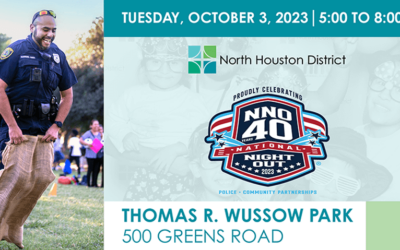 Family-friendly National Night Out event planned for North Houston District on Tuesday, Oct. 3, at Wussow Park from 5 p.m. to 8 p.m.