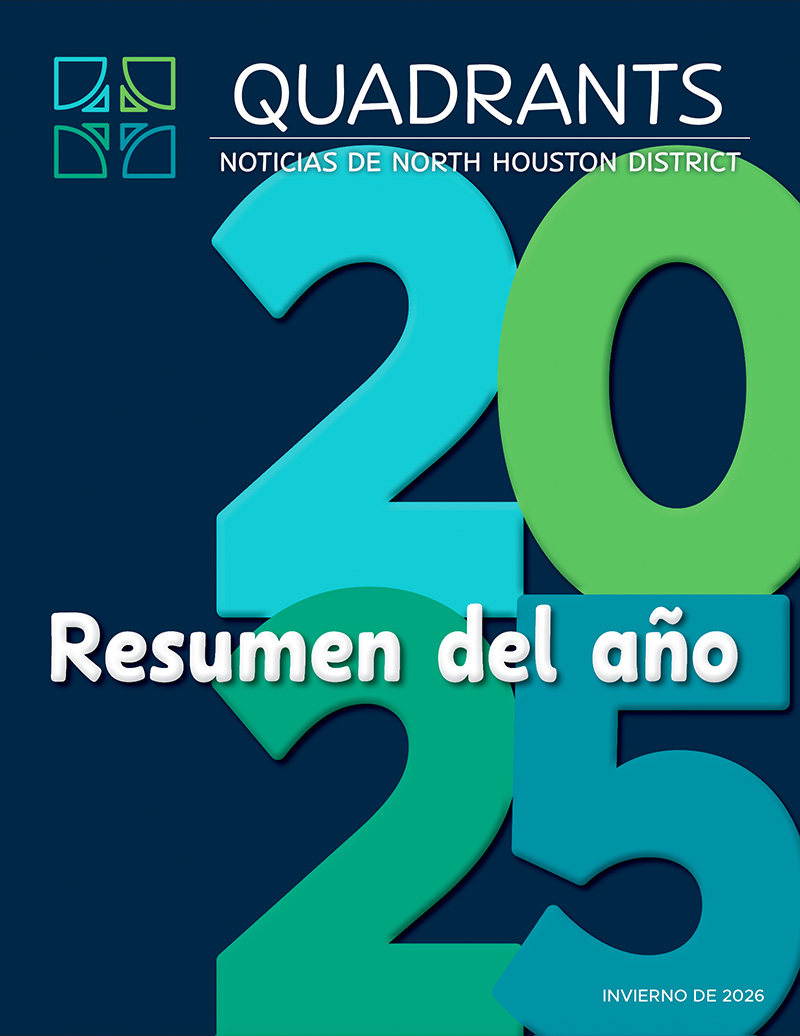Spanish-language cover of the Winter 2026 edition of Quadrants. Large overlapping blue and green numbers reading 2025 appear with the headline Resumen del año on a dark blue background.
