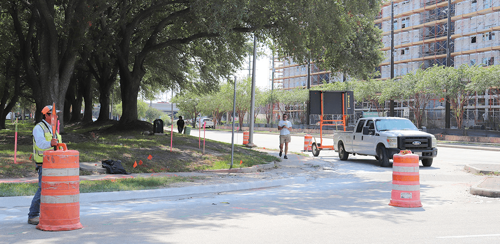 Reconstruction Underway at Prominent Corner off Greenspoint Drive min